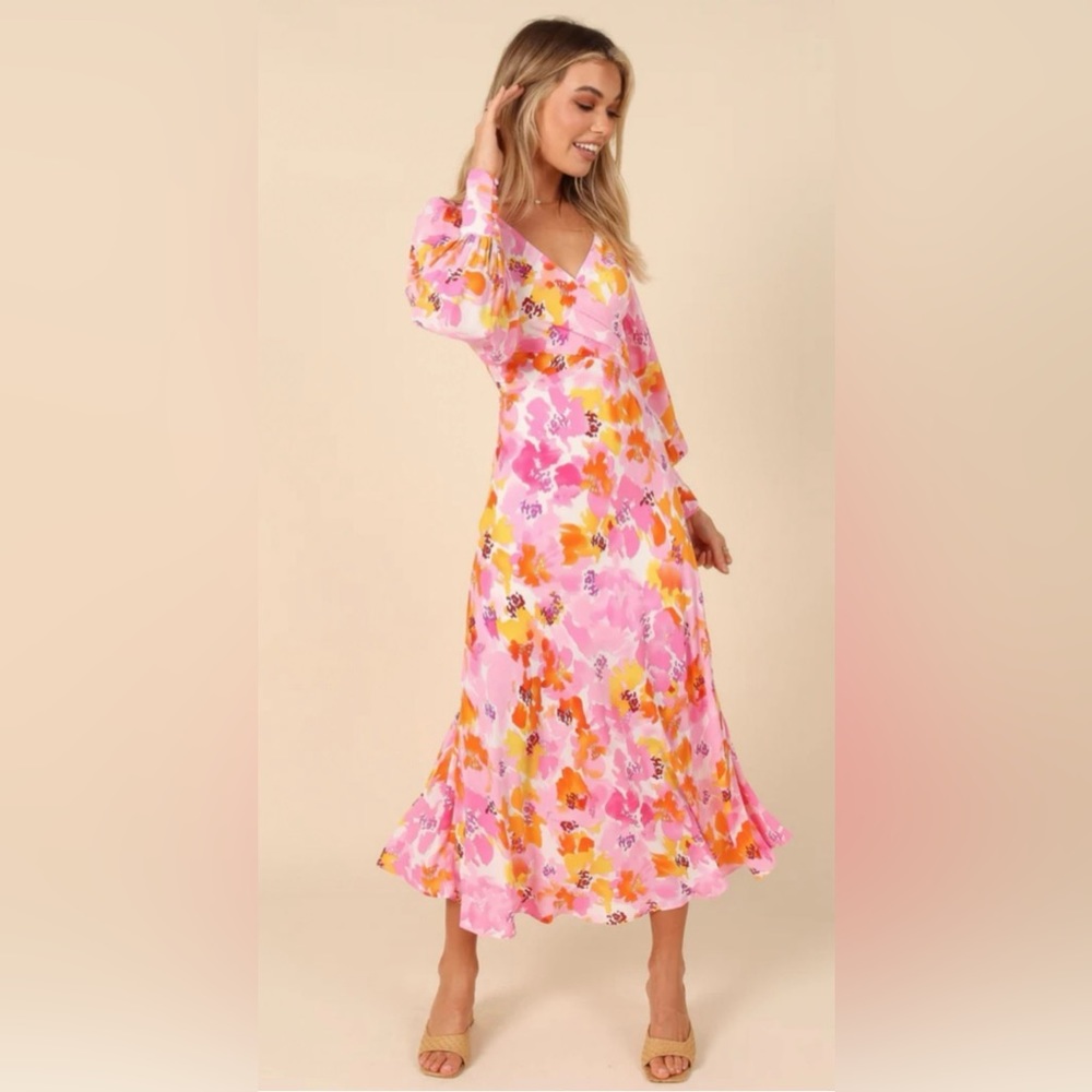 Petal + Pup Multicolor Floral Midi Maxi Dress Long Sleeve